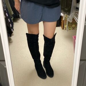 Geox Black Leather Knee High Boots